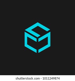 C icon Cube designed in vector.