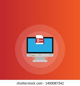 C++ icon on pc screen. c++ banner concept