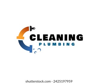 C initial cleaner brush plumbing logo icon symbol design template illustration inspiration