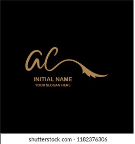 A C Initial Handwriting Logo Template