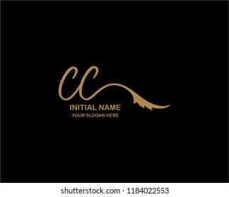 C C Initial Handwriting Logo Template
