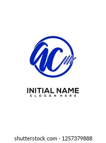 A C Initial Handwriting Logo Template Vector