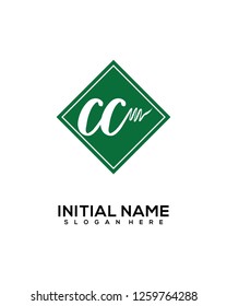 C C Initial Handwriting Logo Template Vector