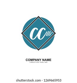 C C Initial Handwriting Logo Template Vector 