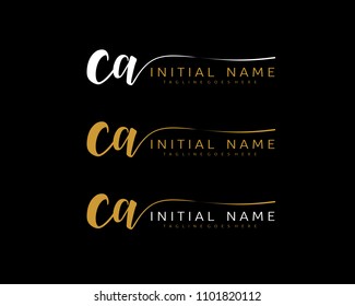 C A Initial handwriting logo vector. Hand lettering for designs.