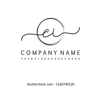 C I Initial handwriting logo vector