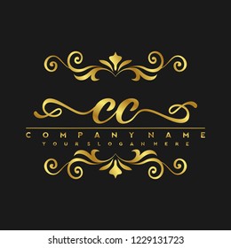 C C Initial handwriting logo vector