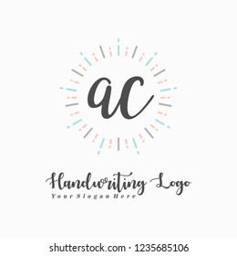  A C Initial handwriting logo vector