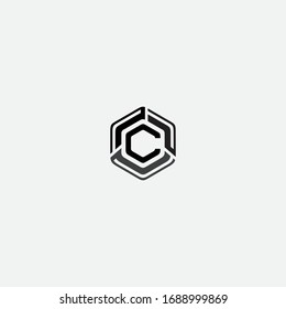 C initial hexagon logo modern templet icon