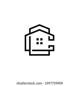 c initial home logo design vector template