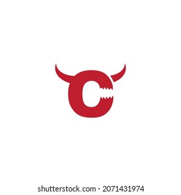 C initial letter with devil horn logo vector design