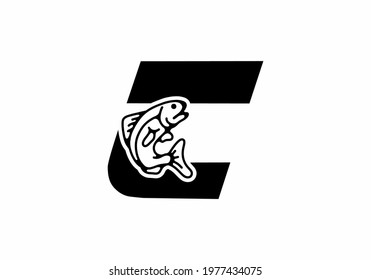 C initial letter with fish design
