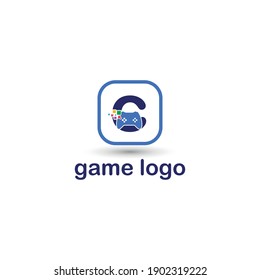 c initial letter with game console icon and pixel for gaming logo concept. game startup application