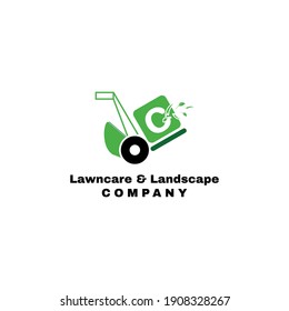 c Initial Letter with grass machine for Lawn Care, garden, maintenance and Landscape Logo Design Vector Template	