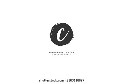 C Initial letter handwriting and  signature logo. A concept with template element.