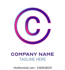 C initial letter logo design with gradient of cyan and magenta  color that can be used for business company