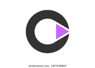 C initial letter logo with play button, modern icon symbol simple minimalist.