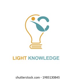 C Initial Letter Simple Modern Education Academy Logo template with Lamp Bulb and Book Icon. Smart, knowledge and science business logo concept