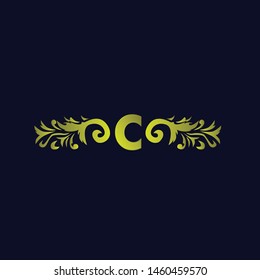 C initial logo letter with beauty ornament for fashion industry