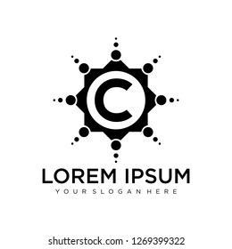 C initial logo template vector