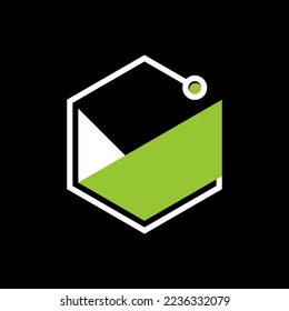 C initial logo vector design, hexagon, abstract connection in black and white colors
