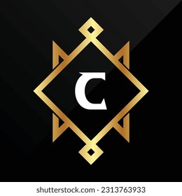 C Erstklassiger Goldbrief-Typ Logo Symbol Symbol Einfache Eleganz