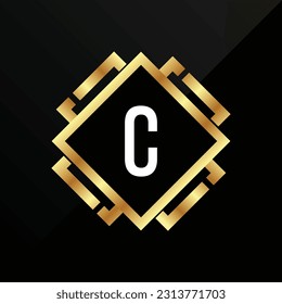 C Initial luxury gold Letter Type Logo Sign Symbol Icon Simple Elegance