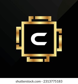 C Letra oro de lujo inicial Tipo de letra Símbolo de logotipo Icono Elegancia simple