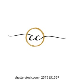 C C Initial Script Letter Beauty Logo Template