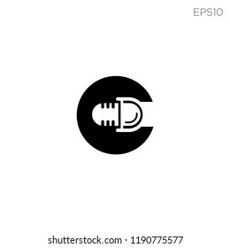 C initial sound recording studio logo template