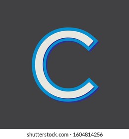 C initial text font logo icon vector design graphic minimal clean premium modern cyan blue light Outline