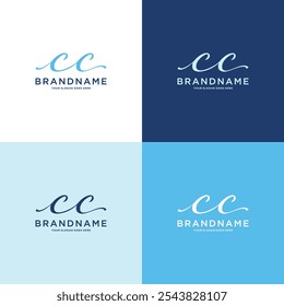 "C" initial wave logo, water splash vector, abstract wave icon