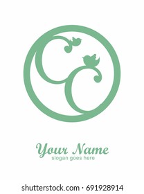 C C initial wedding decorative logo template