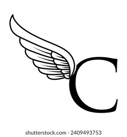 C initial with wing logo vector on trendy design