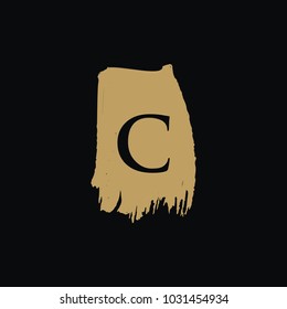 C initials gold grunge vector