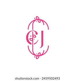 C J CJ Vector de belleza logotipo inicial, logotipo de escritura a mano de firma inicial, boda, moda, joyería, boutique, floral y botánica con Plantilla creativa