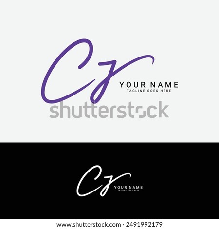C, J, CJ Initial letter logo. Alphabet CJ Handwritten Signature logo