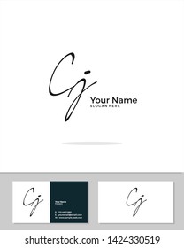 C J CJ initial logo signature vector. Handwriting concept logo.
