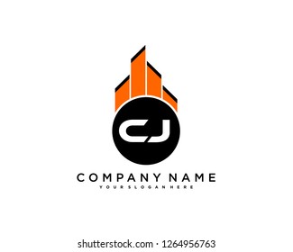 C J Initial building logo concept - Vector