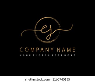C J Initial handwriting logo vector