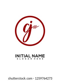 C J Initial Handwriting Logo Template Vector