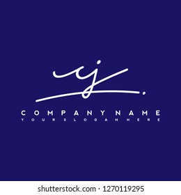 C J Initial handwriting logo vector
