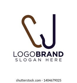 C J Initial Letter Linked logo icon vector