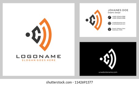 C J initial logo template vector