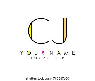 C & J initial minimalist logo template vector