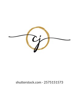 C J Initial Script Letter Beauty Logo Template