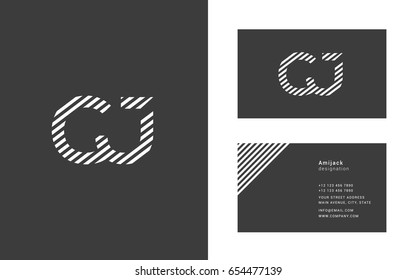 C J line joint logo letter with business card template