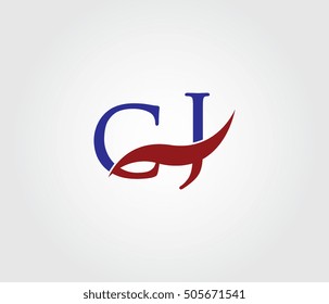C and J Swoosh Initial Logo Vector