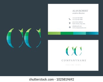C & C joint logo multi color letter design with business card template