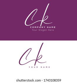C K CK Initial letter handwriting and signature logo.